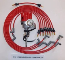 CHRYSLER 440 1973-1978 RED Small Female Cap HEI Distributor & Spark Plug Wires