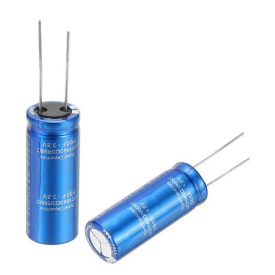 Super Capacitor, 3.8V 500F L40mmxD16mm, for Electronics, Pack of 2