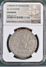 1783 MO FF MEXICO 8 REAL Shipwreck EL CAZADOR NGC Graded Genuine