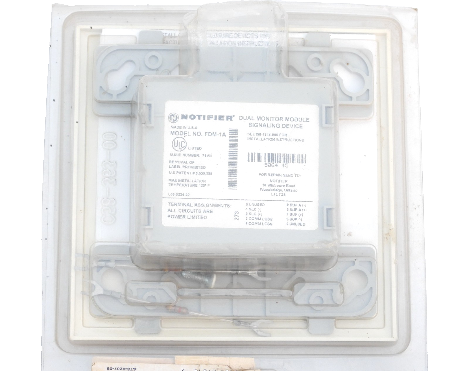 HONEYWELL NOTIFIER MODEL FDM-1A INDUSTRIAL DUAL MONITOR MODULE ...