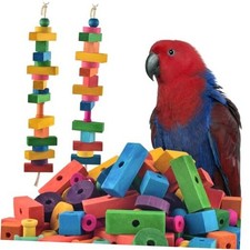 Bird Toys for Parrot, 165 Pcs Colorful Multi-Shaped DIY Wooden Blocks Craft,