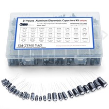 500pcs 24-Value Electrolytic Capacitor Assortment Kit 0.1uF-1000uF  10V 16V ...