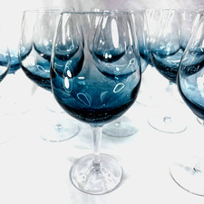 Pier 1 Teal Crackle 8.5   Wine/Water Glasses