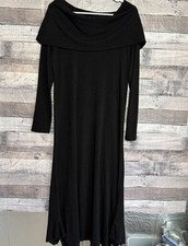 Soft Surroundings Sloane Off Shoulder Sweater Maxi Dress MED Cowl Neck Black