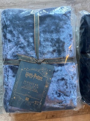 NEW Pottery Barn Harry Potter Gryffindor Magical Blue Velvet Quilted Pillow  Sham
