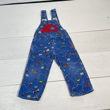 Vintage 80s 90s Cordaroy Oshkosh B  gosh Vestbak Overalls Blue Construction 3t