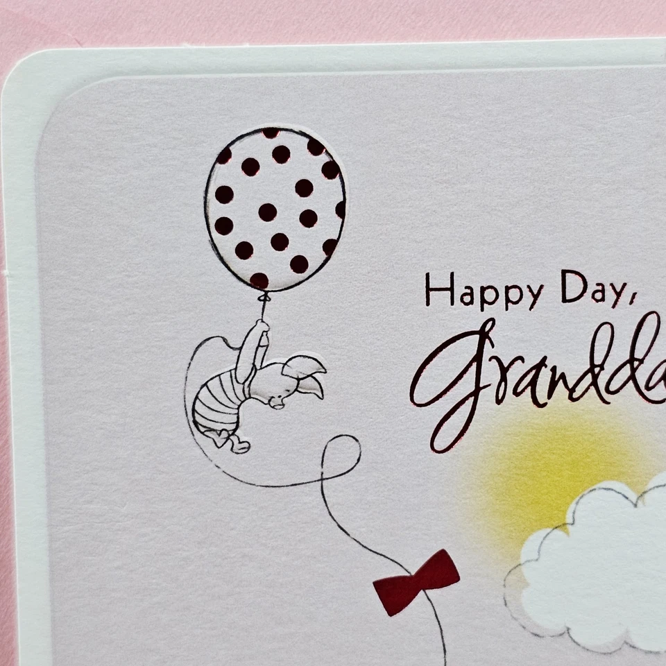 Hallmark Birthday Greeting Card For Granddaughter Winnie The Pooh Pink Balloons - Image 4 of 4