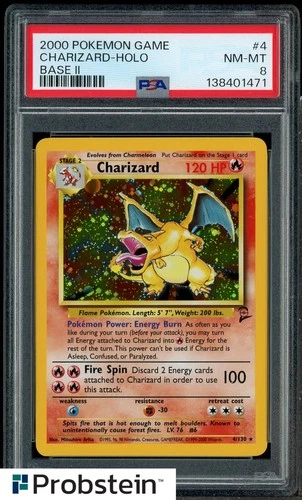 2000 Pokemon Game Base II #4 Charizard Holo PSA 8 NM-MT