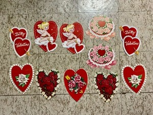 Lot Vintage Eureka Valentine's Day Die Cut Cutout Decorations