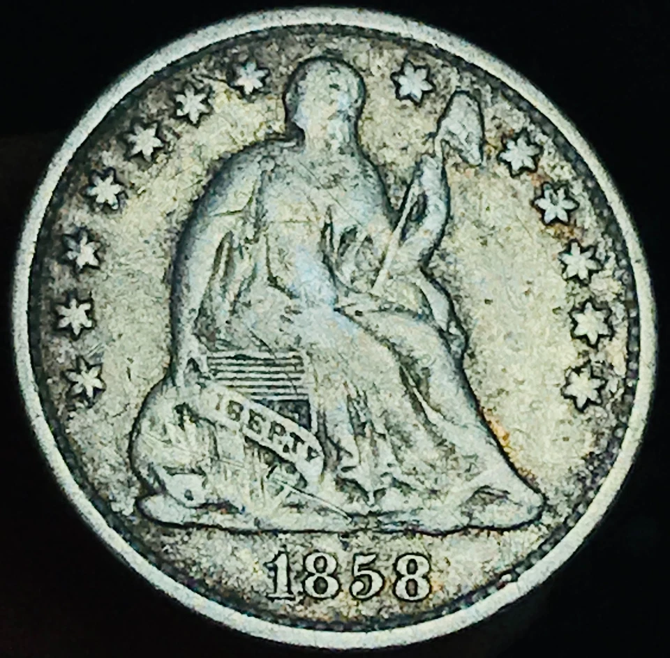 1858 O Seated Liberty Half Dime 5C Ungraded 90% Silver US Coin CC28298 - Image 4 of 4