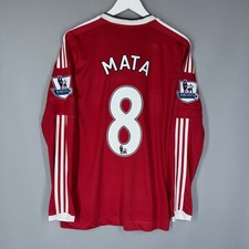 MANCHESTER UNITED ENGLAND 2015/2016 HOME UCL FOOTBALL SHIRT ADIDAS L 8 MATA LONG