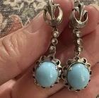 Vintage Ring and Earring Set   Blue Stone Sterling Silver Size 6