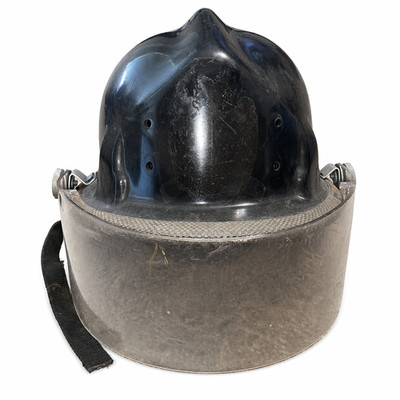VTG 1969 Cairns & Bro Black Class D Firefighter Helmet w/ Face Shield, Lining