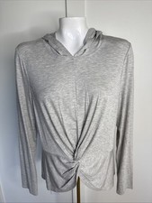 Sweaty Betty Tori Hooded Twist Front Top Hoodie Long Sleeve Gray Size 10