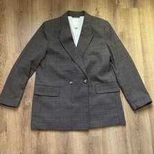 H M Brown, Black, Tan, Gray Houndstooth Oversized Blazer