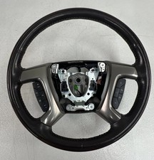 07-14 Chevrolet Gmc Tahoe Yukon Steering Wheel Brown Leather Woodgrain Denali
