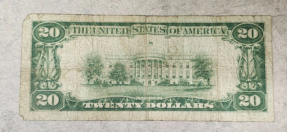 Ser. 1929 $20 National Note - #855 Clearfield, PA - Lower Serial # - Folds - Image 2 of 4