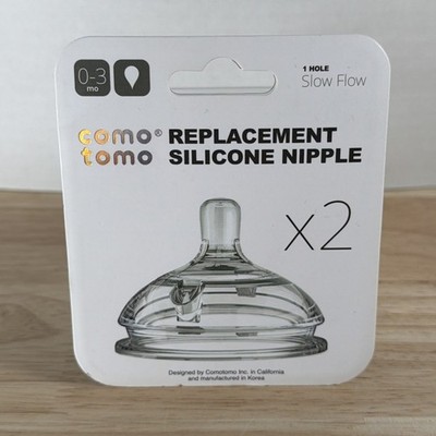 Como Tomo Silicone Replacement Nipples 2 Pak Slow Flow 0-3 Months - NIB