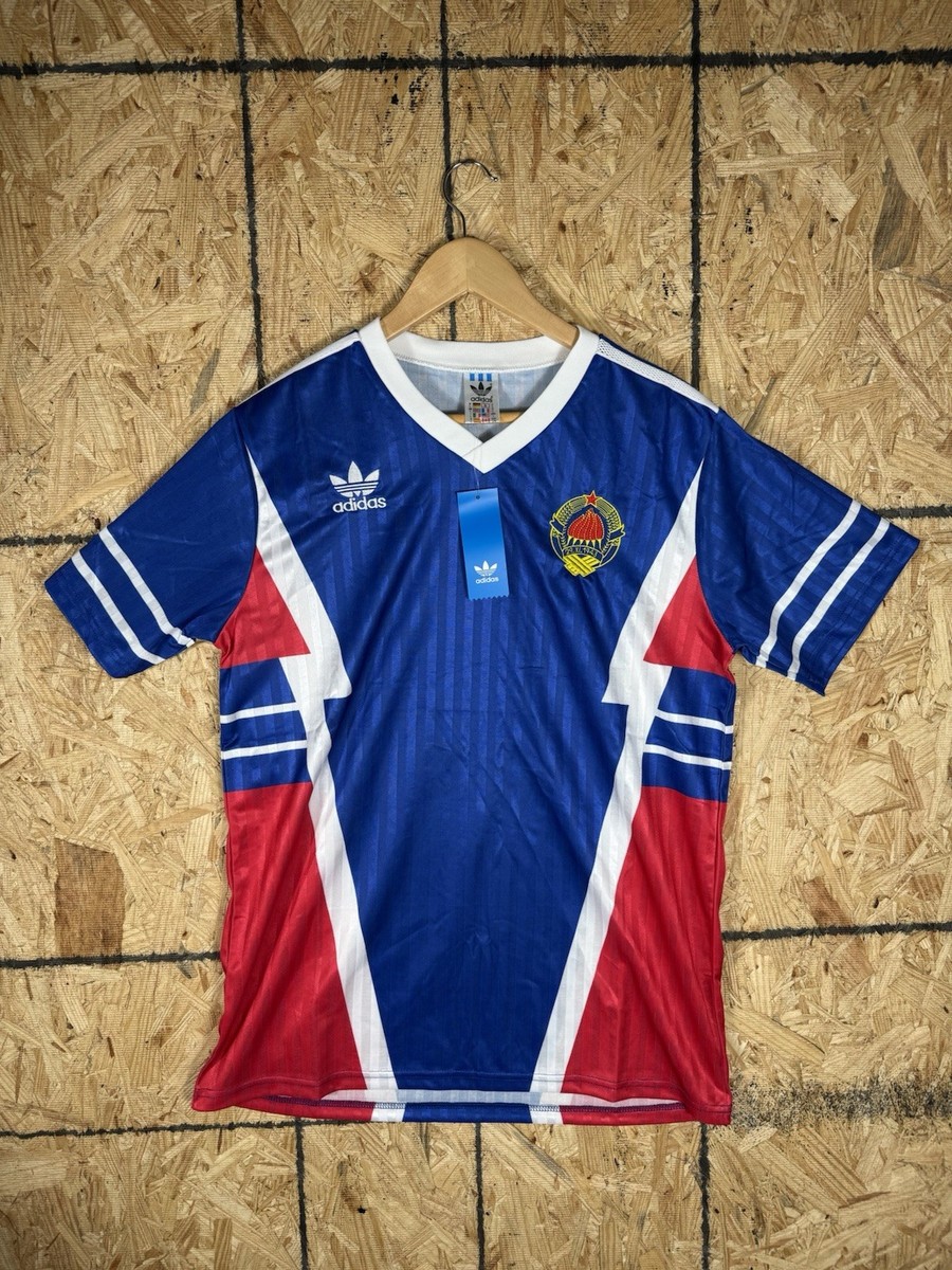 Adidas 1990 World Cup Yugoslavia Jersey Size Large Retro Blue
