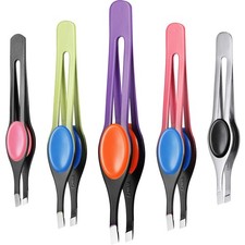 5 Pcs Slant Tip Tweezers Wide Grip Slanted Tweezers for Women Men Eyebrow