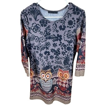 NEW Womens Knit Dress w/Owls Funsport Size S NWOT