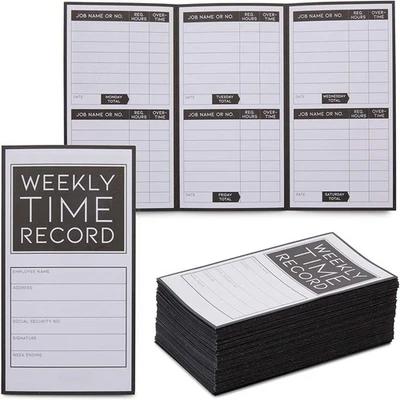 STOCKROOM PLUS Weekly Trifold Employee Time Cards for Bookkeeping, Pocket Sized (200 Pcs)