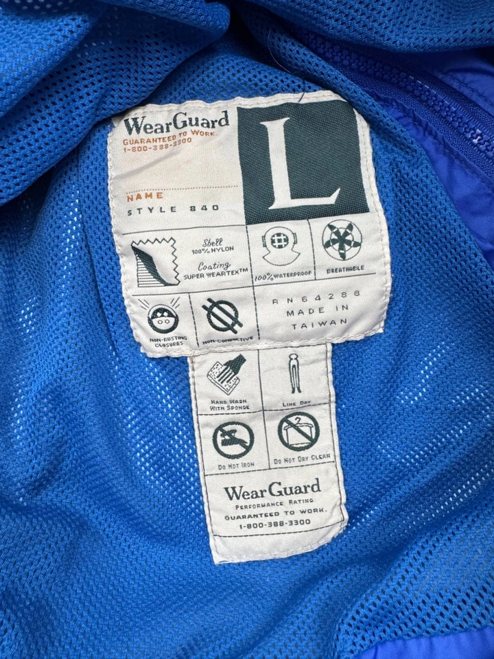 Chaqueta WearGuard Hombre Grande Azul Super Weartex Malla Forrada Con Capucha Trabajo Lluvia Abrigo Foto 3 de 4