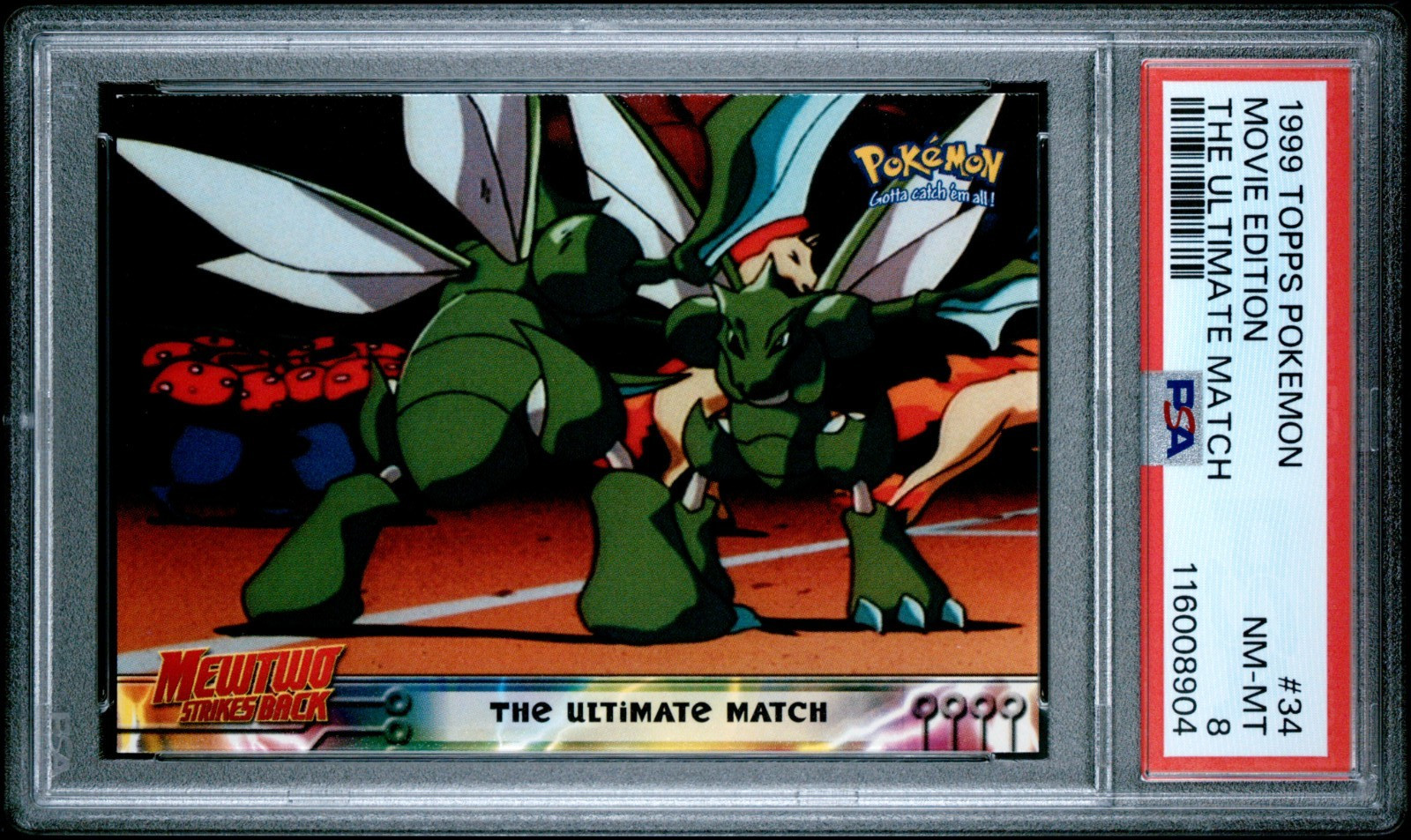 Pokemon Card The Ultimate Match #34 Scyther Topps Movie Edition 1999 PSA 8 NM-MT