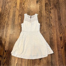 Francesca’s White Lace Dress Floral Midi Cottagecore Coquette Women's Small 