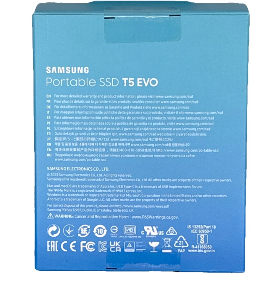 Samsung T5 EVO 2TB Portable SSD USB-C 3.2 Gen 1 Solid State Drive (Gray) — NEW - Image 2 of 2