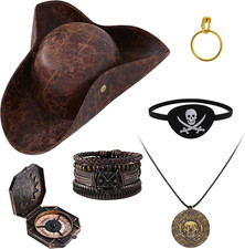 Pirate Hat Costume Accessories Set Men Women Halloween Pirate Dress Up