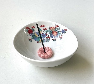Japanischer Stil Keramik Klassisch Vogel Blumenmuster Räucherstäbchen Halter & Teller