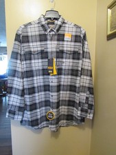 NWT MEN'S X-LARGE XL ARIAT REBAR DURASTRETCH LS FLANNEL GRAY PLAID SHIRT