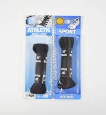 2 Pair Shoe Gear Sport 36" Round Athletic Shoe Laces- BLACK 73-2