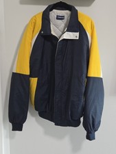 VTG 90s Holloway Colorblock Jacket Mens XL Made in USA Yellow Chevron Quilted