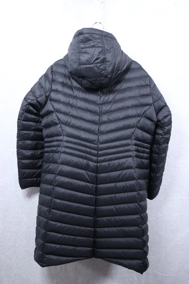 Lands End Down Puffer Jacket Women's Petite Large Black Long Hooded Softshell - Image 4 of 4