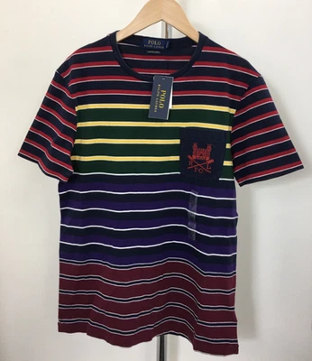 Polo Ralph Lauren striped 100% cotton t-shirt embroidered crest size M BNWT - Image 1 of 4
