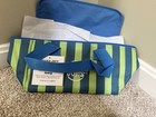 Trader Joe's Insulated Lunch Bag, Blue/Green Striped, Handle, 1.5 Gal — photo 3