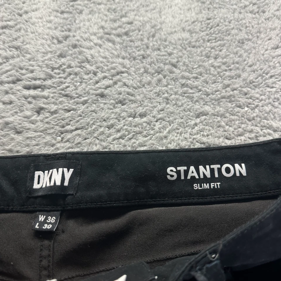 Pantalón DKNY Stanton Para Hombre 36x30 Negro Algodón Chino Elastizado Carrera Oficina Calce Ajustado Foto 3 de 4