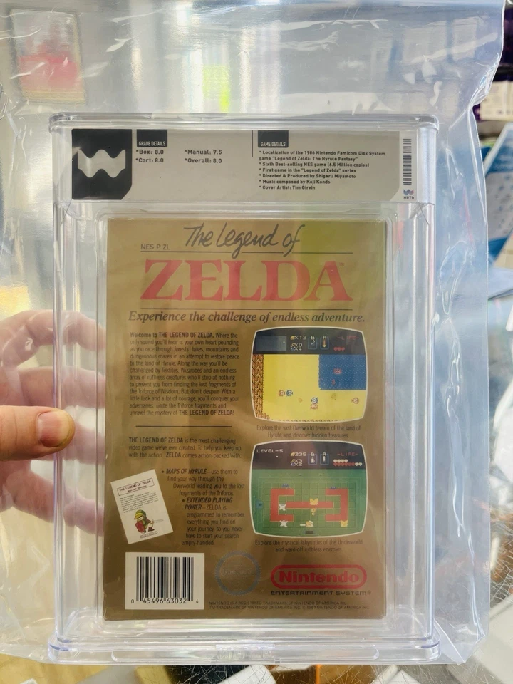 The Legend of Zelda NES,WATA 等级 8.0,Non Rev A,5 螺钉,完整带盒 — 第 2/2 张图片