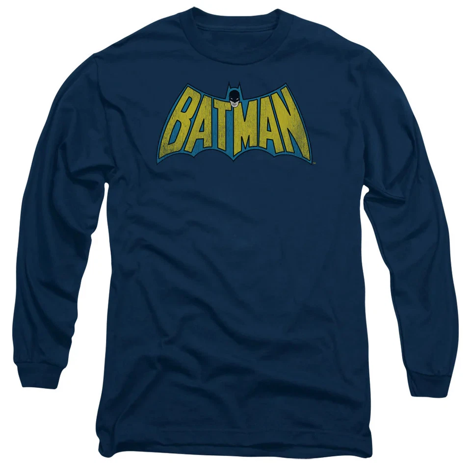 Dc Classic Batman Logo Mens Long Sleeve Shirt Navy Officially Licensed - Image 2 of 2