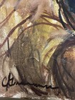 c1970s VINTAGE ORIGINAL OIL PAINTING ASIAN MAN HOLDING A ROOSTER — photo 3