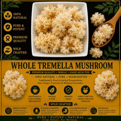 Whole Tremella Mushroom Snow Fungus Tremella fuciformis Premium Dried Bai Mu Er