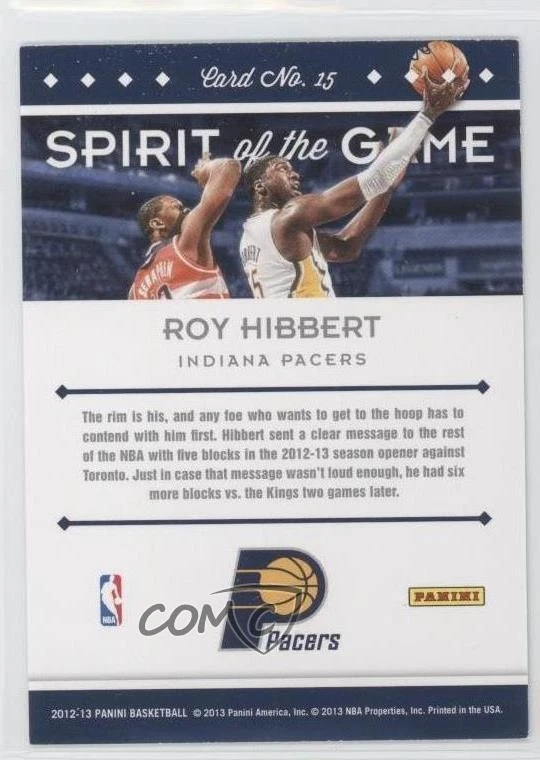 2012-13 Panini Spirit of the Game Roy Hibbert #15 - Image 2 of 2