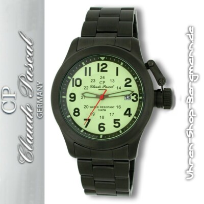 Claude Pascal , Taucher Uhr 100 M, 10ATM, verschraubte krone, Schwarz