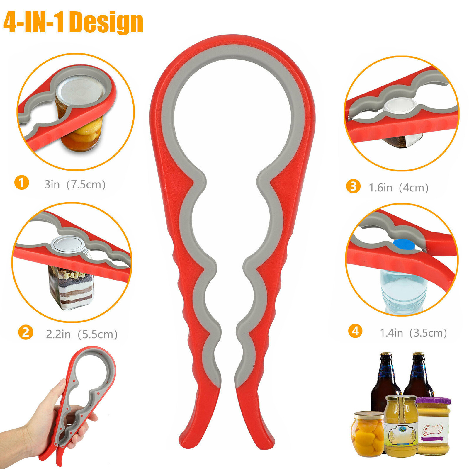 4 in 1 Quick Jar Rubber Opener Lid Bottle Cap Grip Twister R