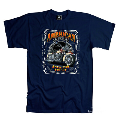 Biker T-Shirt Motorrad Motiv american classic Bikerstyle *4173 navy-blau