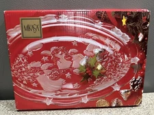 NOS! Mikasa Holiday Lights Sweet Dish 9.25” Made Germany Clear & Frosted Glass