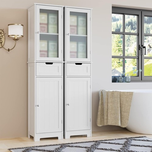 Bathroom Cabinet, Storage Cabinet with 2 Doors & 1 Drawer, Floor Freestanding - Picture 2 of 7