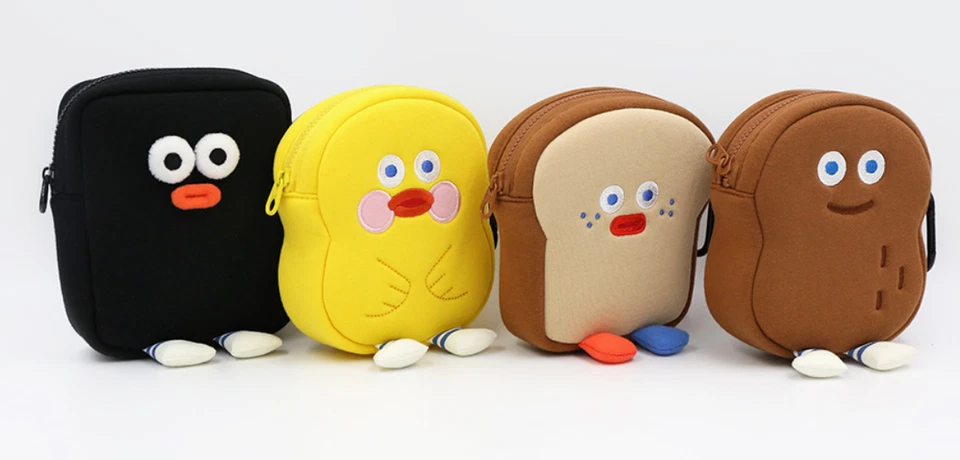 Brunch Brother Compact Keyring Pouch Bag Toast Duck Peanut PomPom - Image 3 of 4